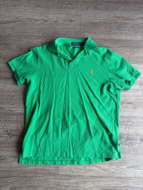 Ralph Lauren Green Polo with Yellow Logo Detail